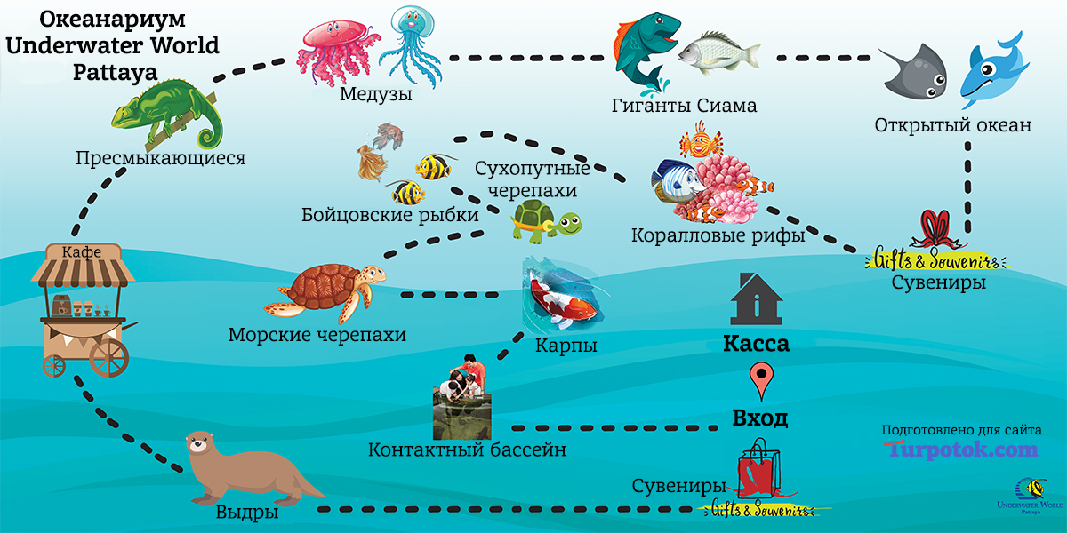 Карта Underwater World Pattaya на русском