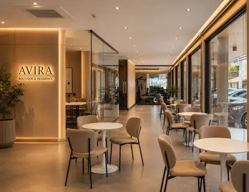 Modern interior at new AVIRA Boutique & Residence hotel opened August 2026 Inside the newly opened AVIRA Boutique & Residence Pattaya hotel