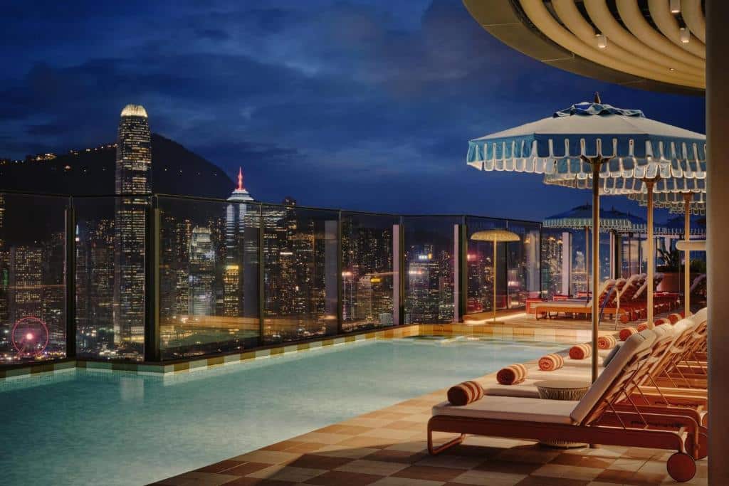 Kimpton Tsim Sha Tsui – Brand New 2025 Hotel Opening in Hong Kong Rooftop pool of the newly opened Kimpton Tsim Sha Tsui hotel, launched in 2025.